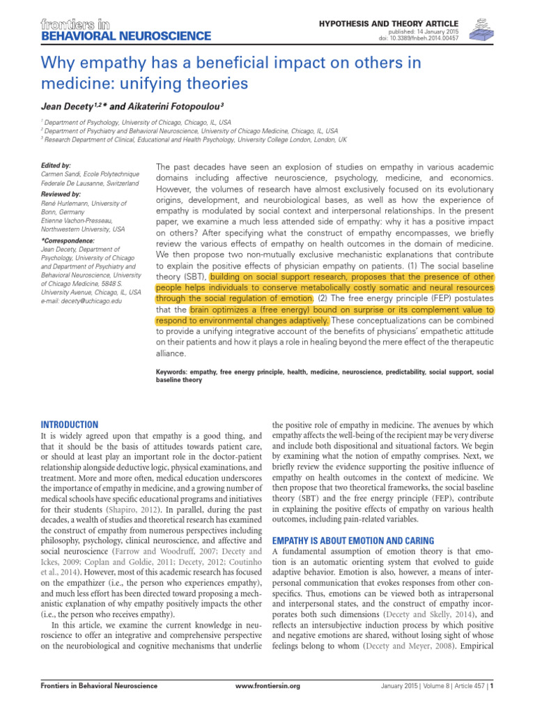 Empathy's Positive Impact in Medicine | PDF | Empathy | Emotions
