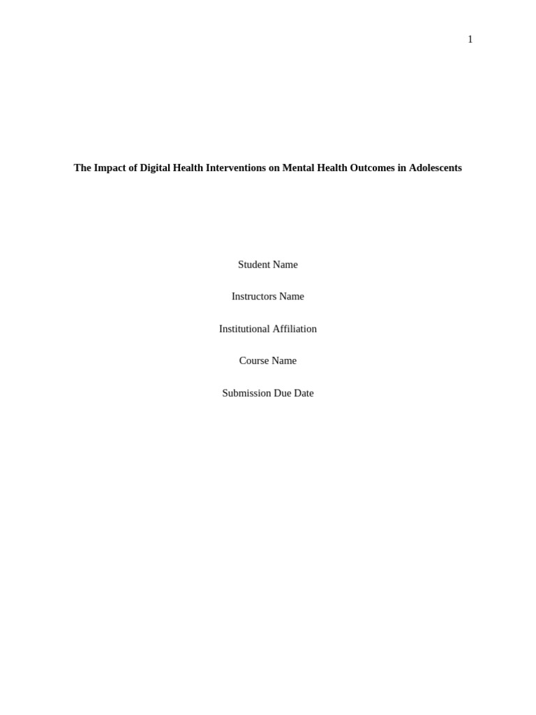 Digital Health's Impact on Adolescent Wellness | PDF | Mental Health ...