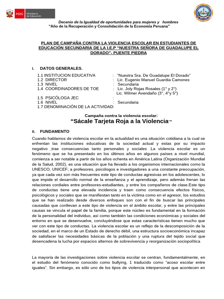 Plan Contra La Violencia 2025 | PDF | Violencia | Violencia doméstica