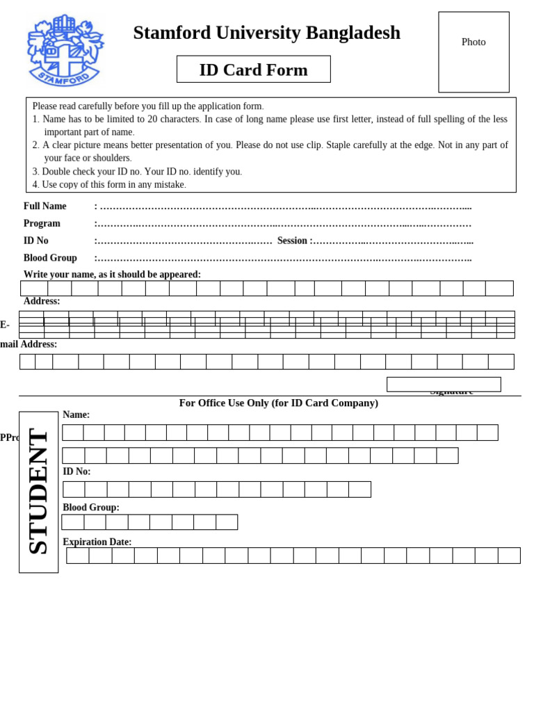 Student ID Card Form | PDF