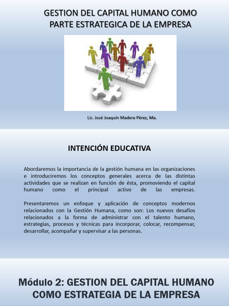 Primera Sesion de Clase Gestion Del Capital Humano Como Estrategia de ...