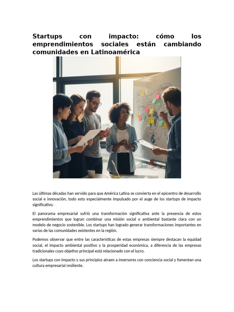 Startups de Impacto en Latinoamérica | PDF | Empresa de inicio ...