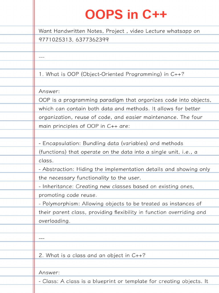 Oops in C++ - 250324 - 114048 | PDF