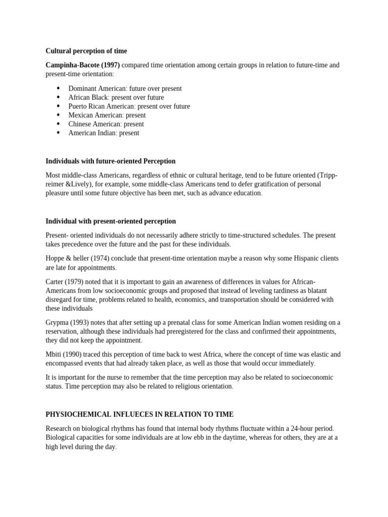 Cutural Perception of Time | PDF | Time Perception | Psychological Concepts