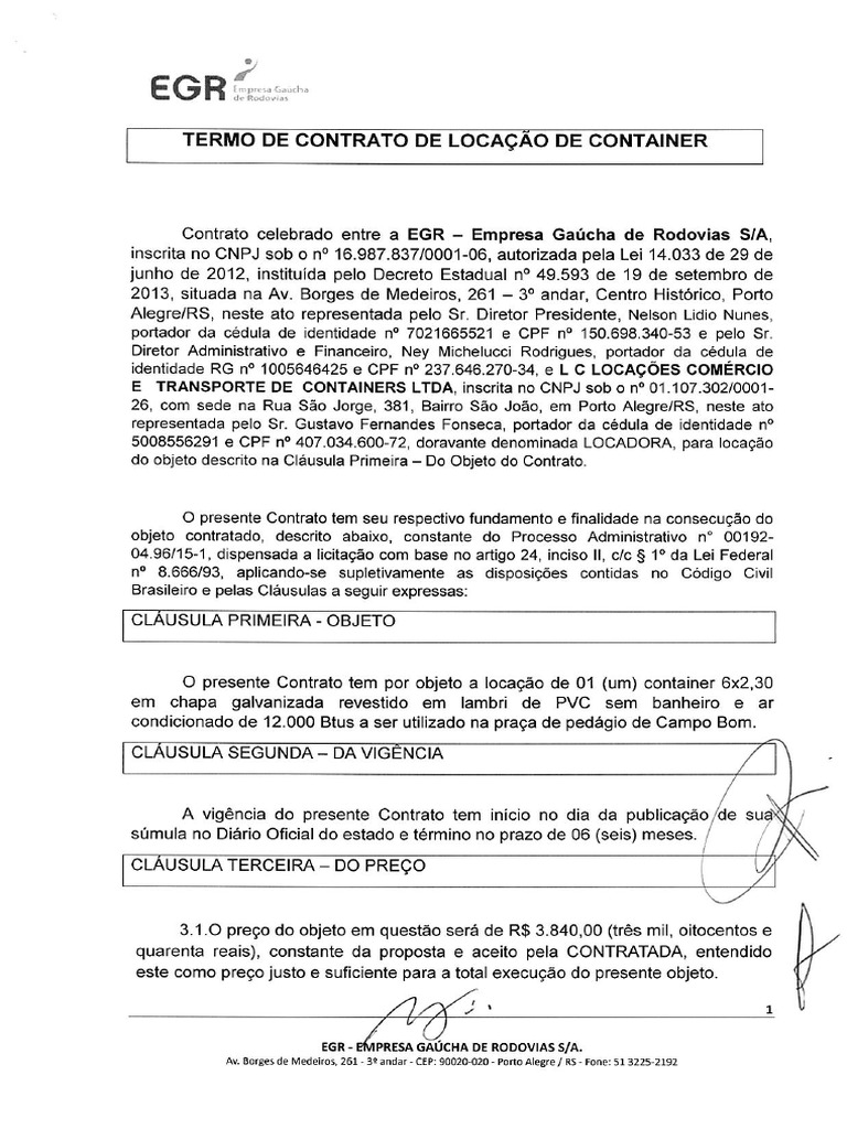 Contrato Locação de Container | PDF