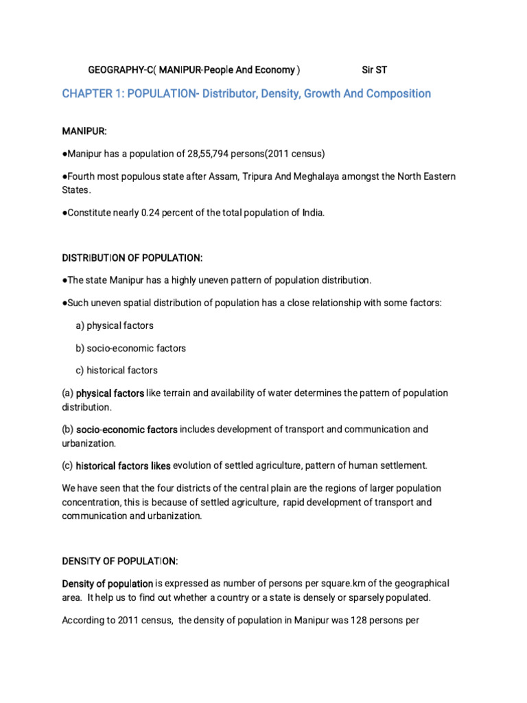 Manipur Population and Economic Overview | PDF | Human Migration