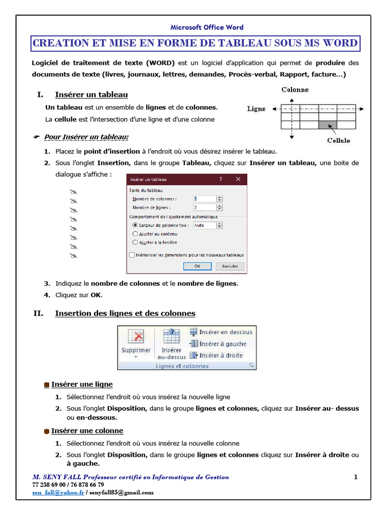 Création de tableaux sous MS Word | PDF | Microsoft Word | Génie logiciel