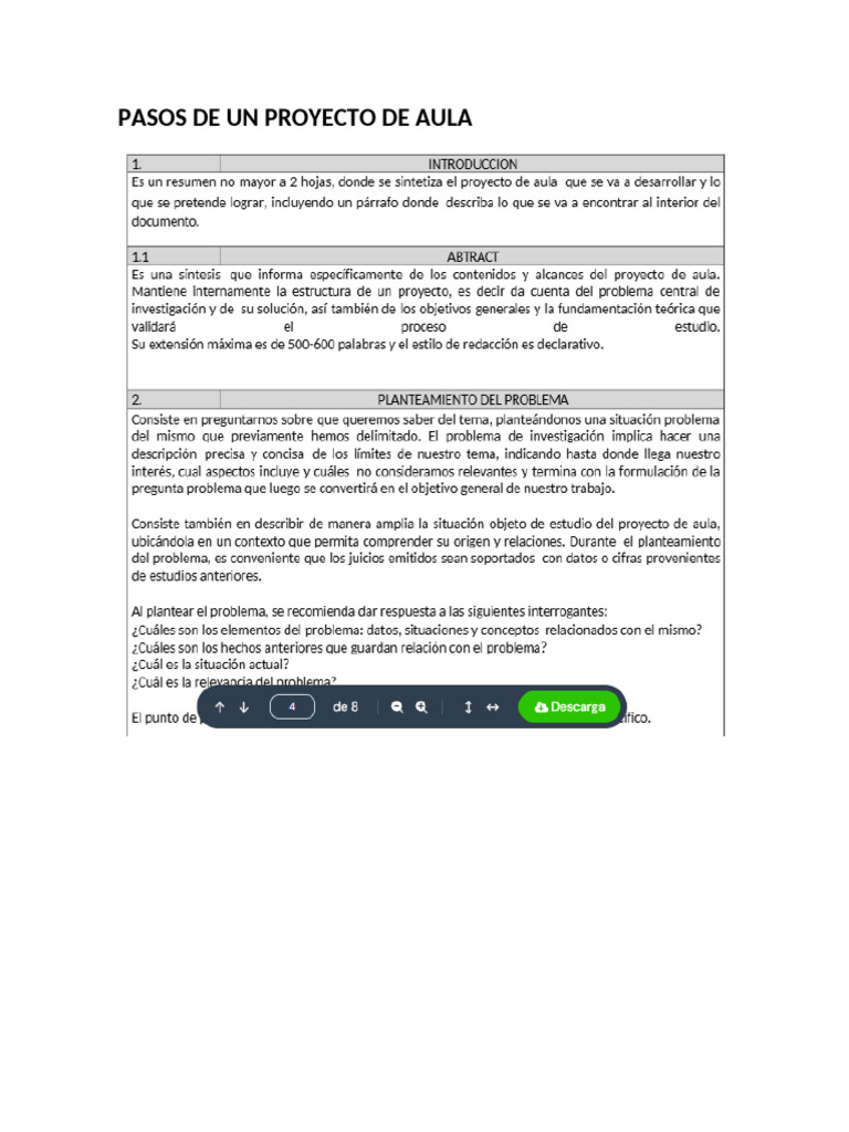 Pasos de Un Proyecto de Aula | PDF
