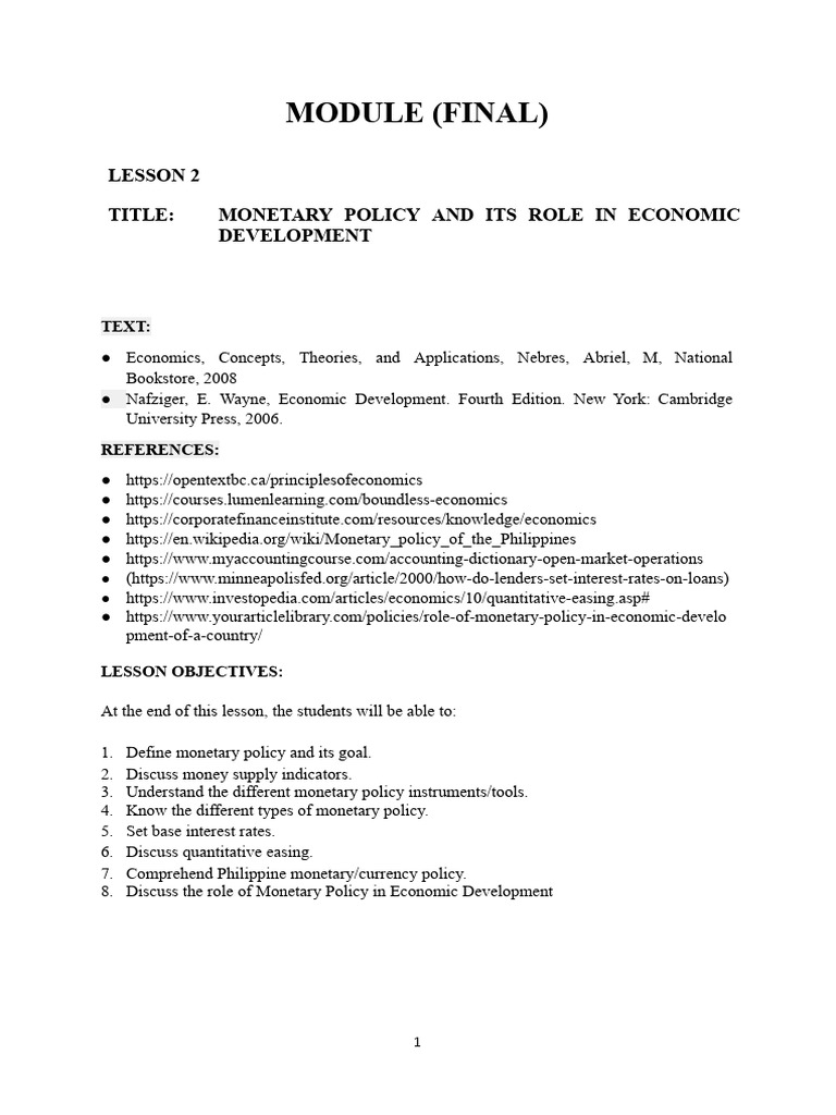 Monetary Policy in Economic Development | PDF | Money Supply | Monetary ...