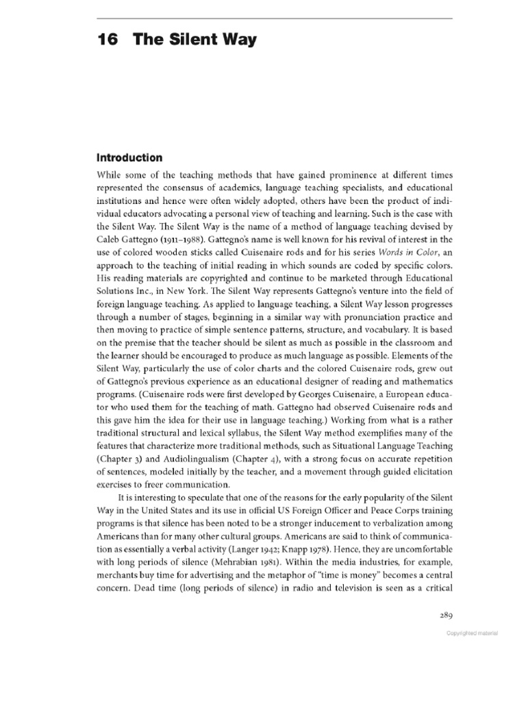 The Silent Way A Language Teaching Method | PDF