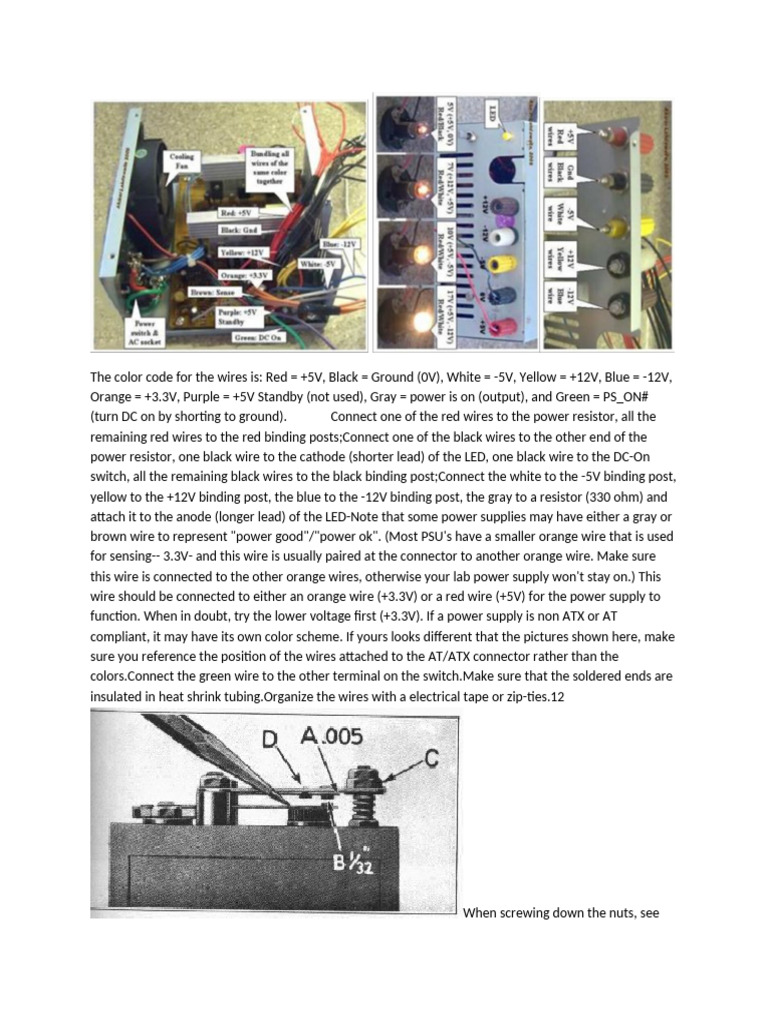 Power Supply Wiring and Adjustments | PDF | Resistor | Electronics