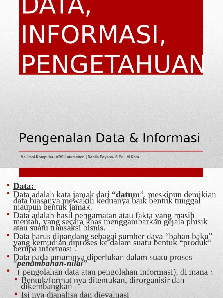 Data, Informasi Dan Pengetahuan | PDF