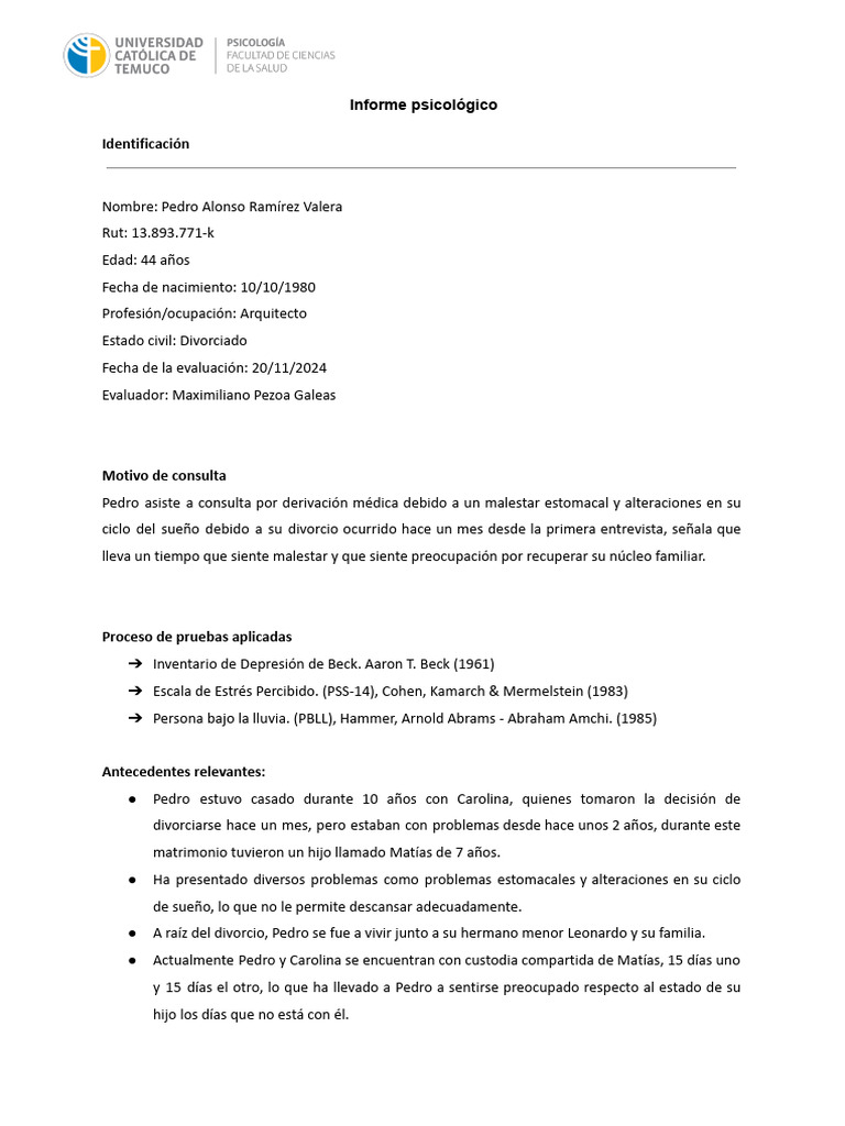 Informe Practica Mpezoa | PDF | Depresión (estado de ánimo) | Las emociones