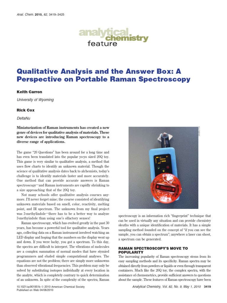 Portable Raman Spectroscopy Insights | PDF | Raman Spectroscopy ...
