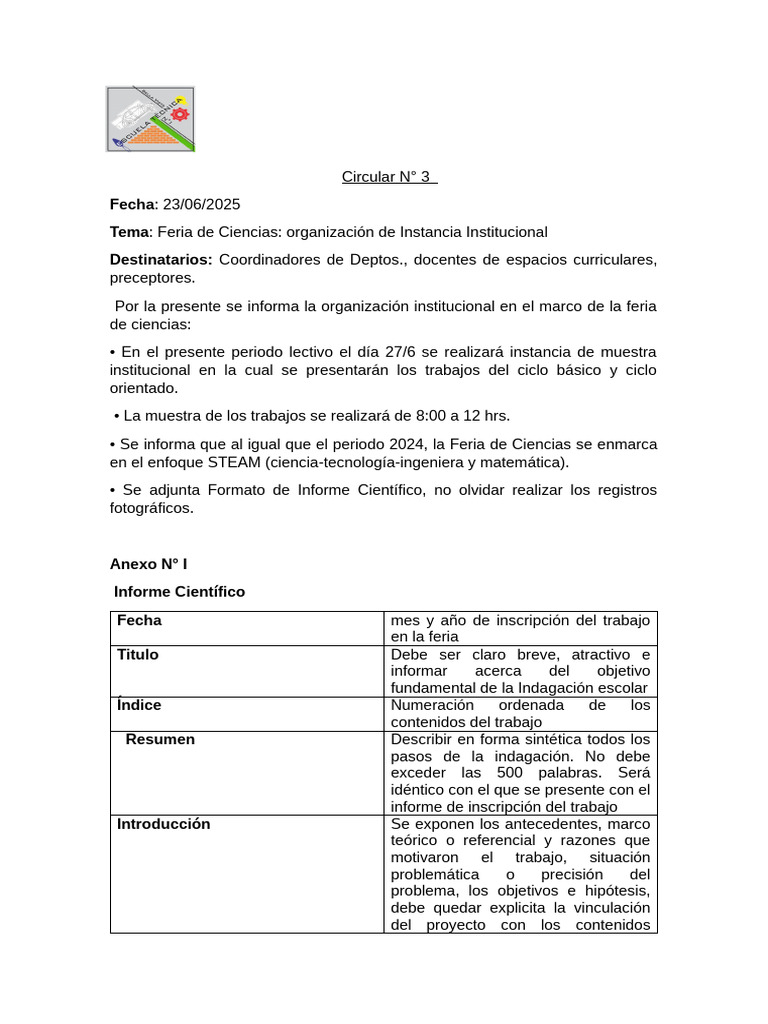 Organización Feria de Ciencias 2025 | PDF | Science