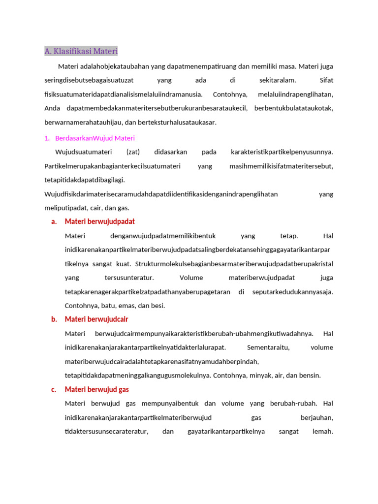 Klasifikasi Materi | PDF