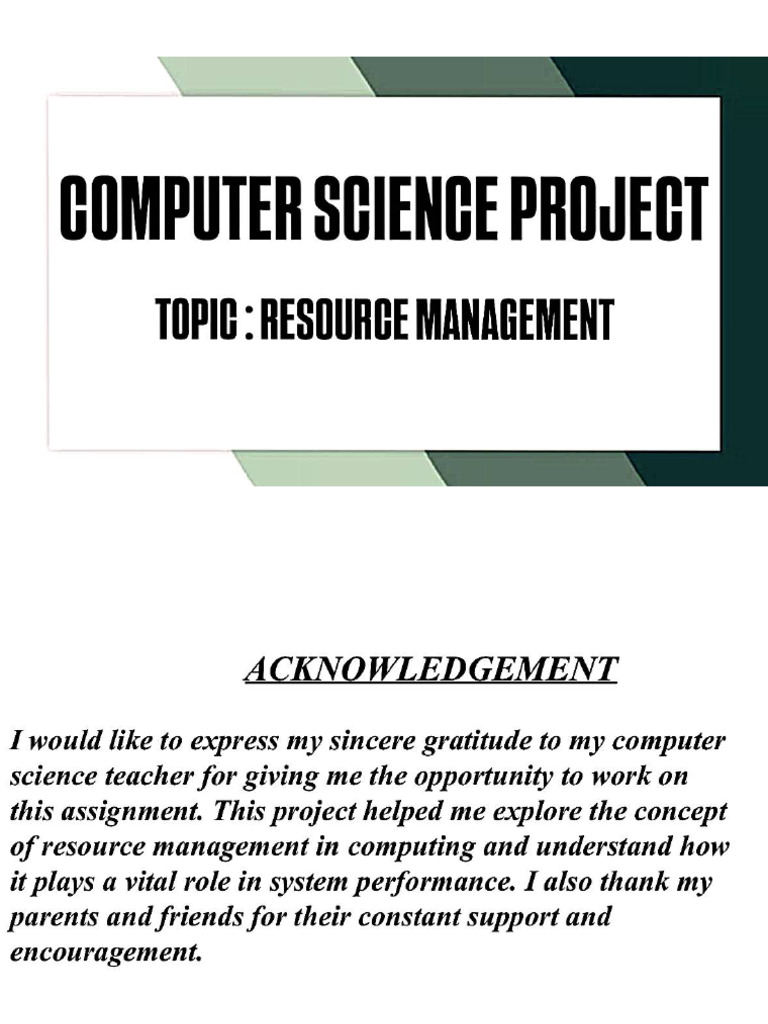 Cs12c1 Resource Management | PDF