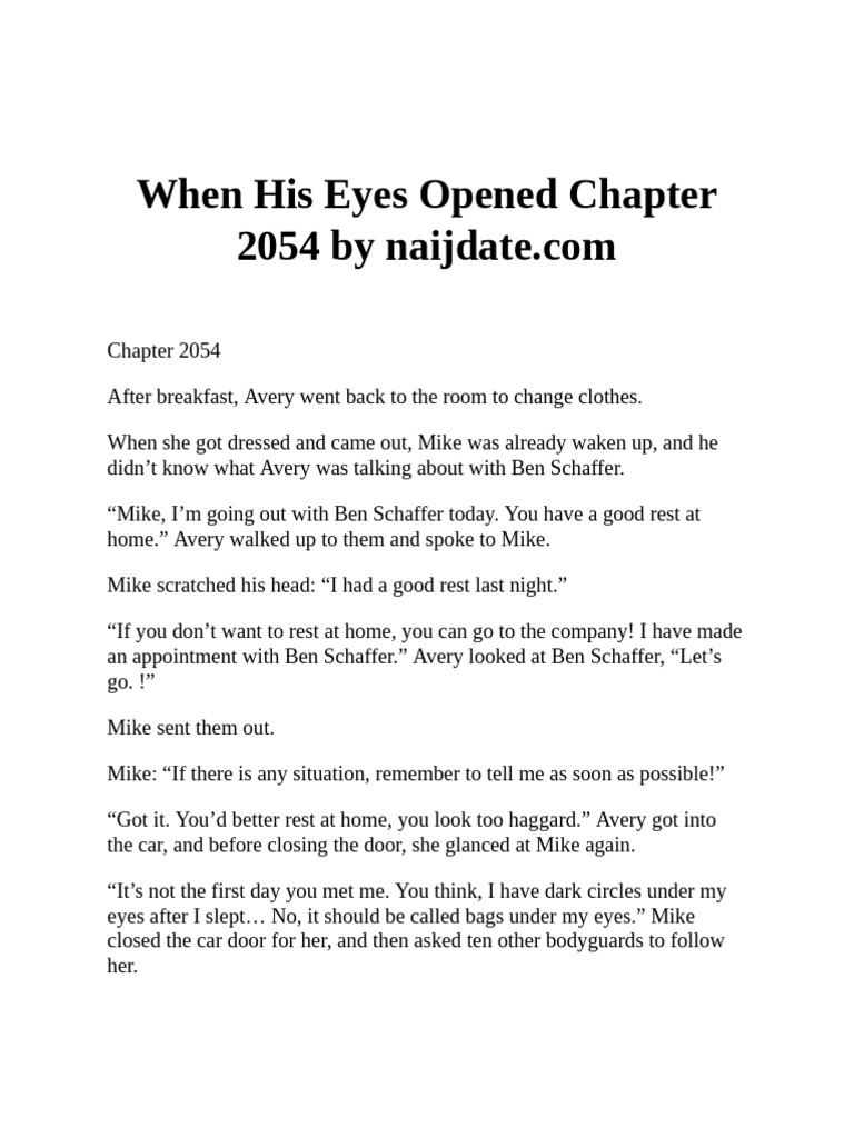 When His Eyes Opened Chapter PDF