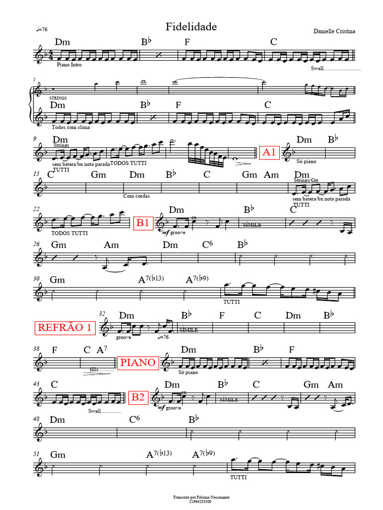 Fidelidade - Danielle Cristina | PDF | Formas musicais | Ritmo e métrica, image size:768x1024