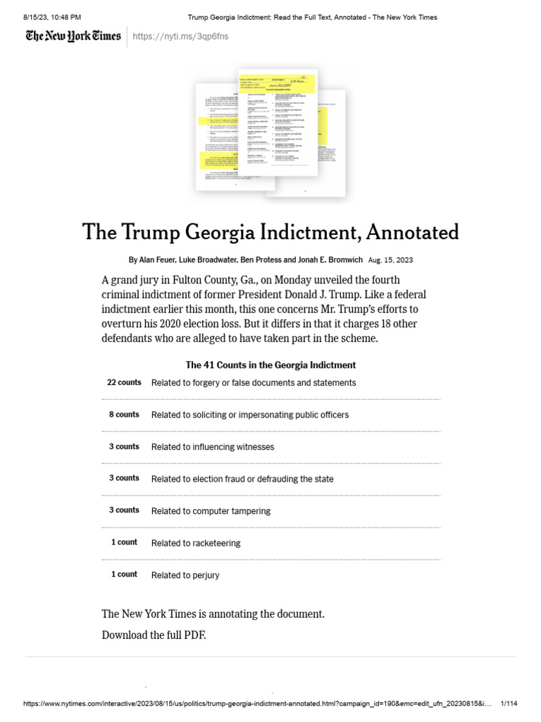 Trump Georgia Indictment Overview | PDF | Racketeer Influenced And ...