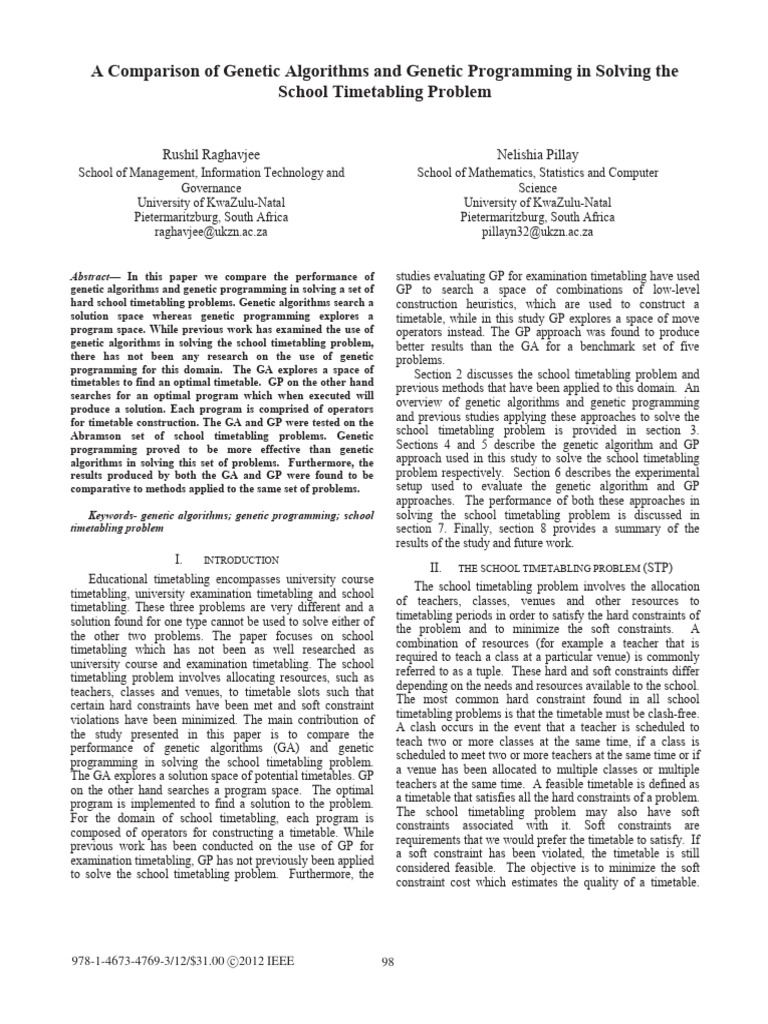 A Comparison of Genetic Algorithms and Genetic Pro 250701 130702 | PDF ...