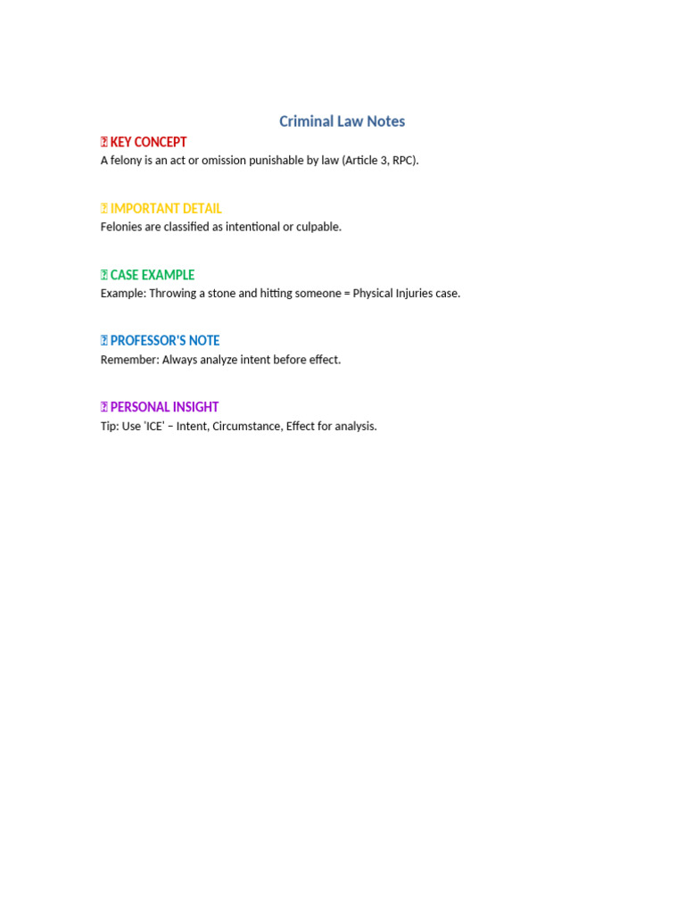 Criminal Law: Understanding Felonies | PDF