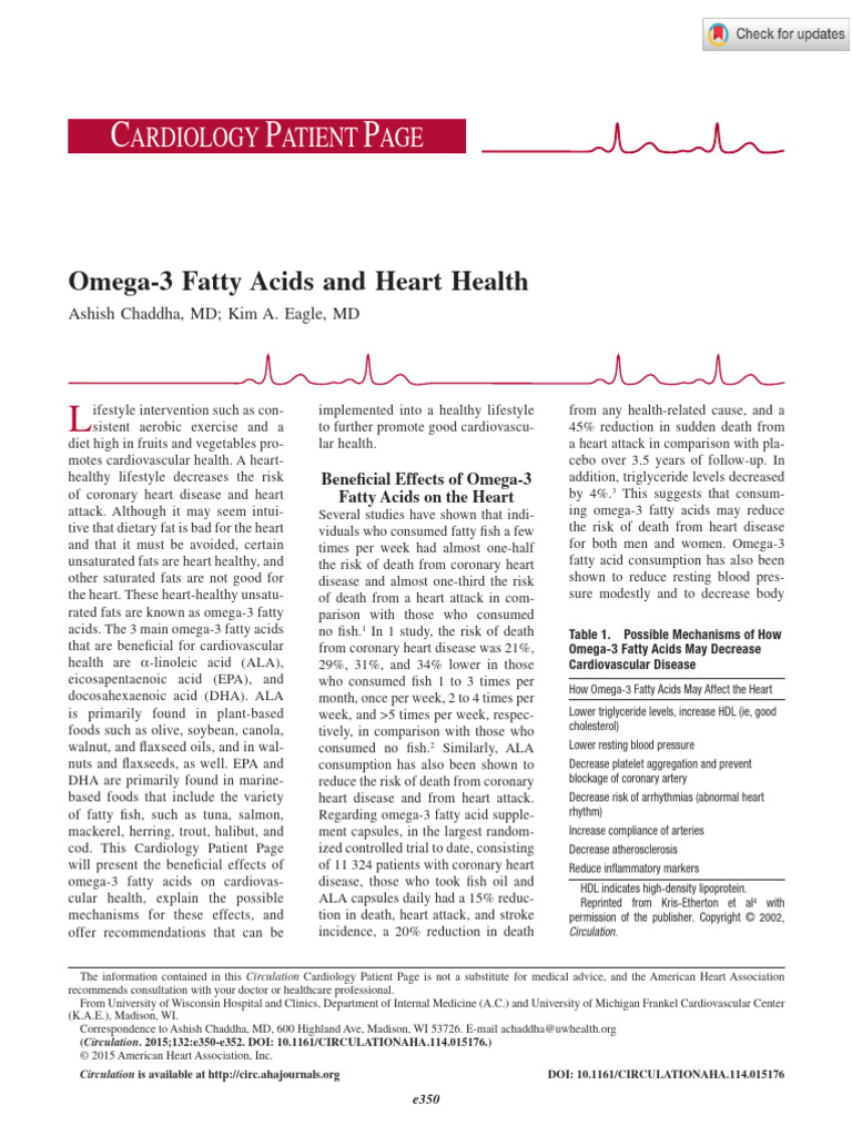 Omega-3 Fatty Acids for Heart Health | PDF | Omega 3 Fatty Acid | Fat