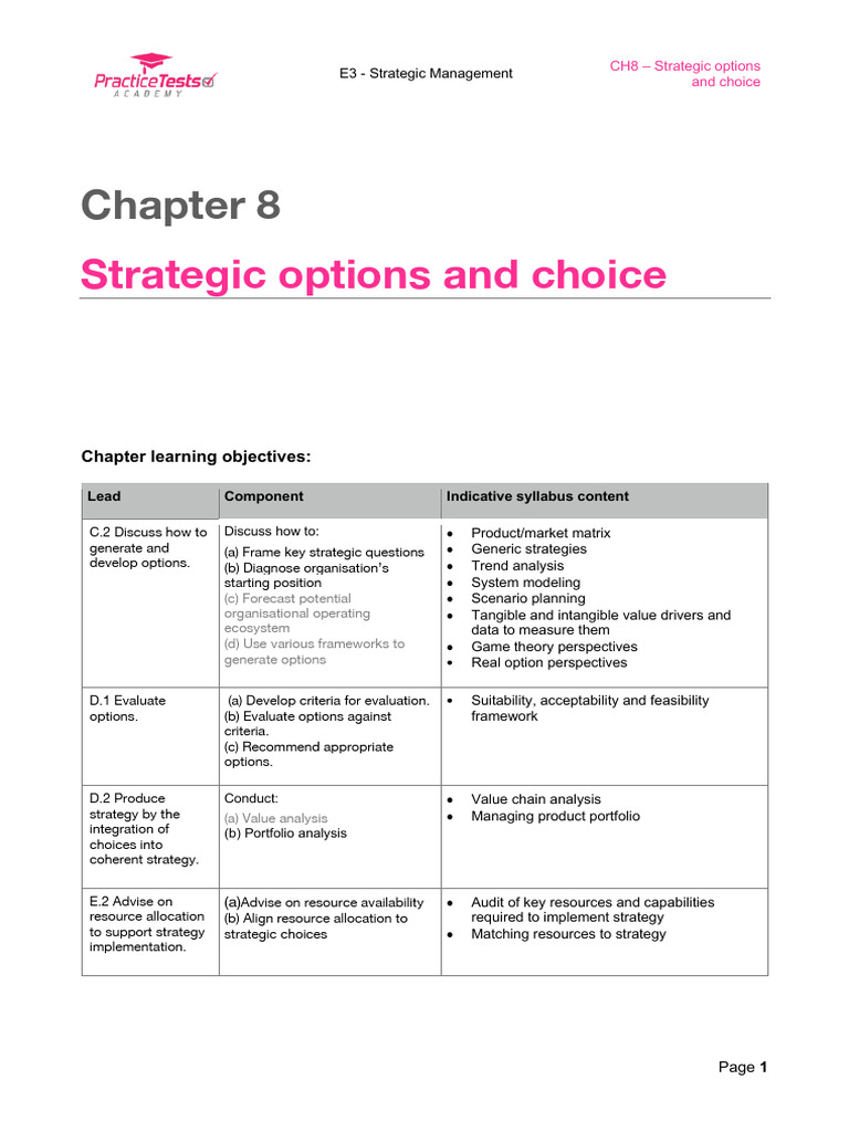 Strategic Options and Choices in Management | PDF | Franchising ...