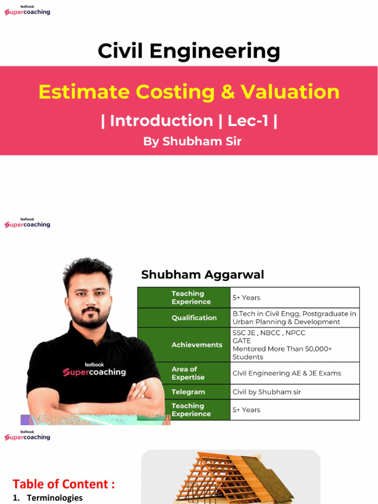 Estimate Costing & Valuation Guide | PDF | Valuation (Finance) | Length
