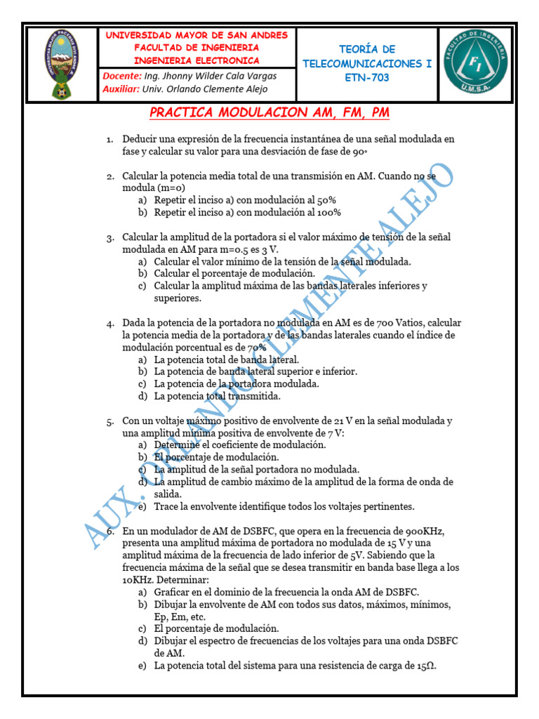 Modulacion Am, FM, PM | PDF | Modulación de frecuencia | Electrónica