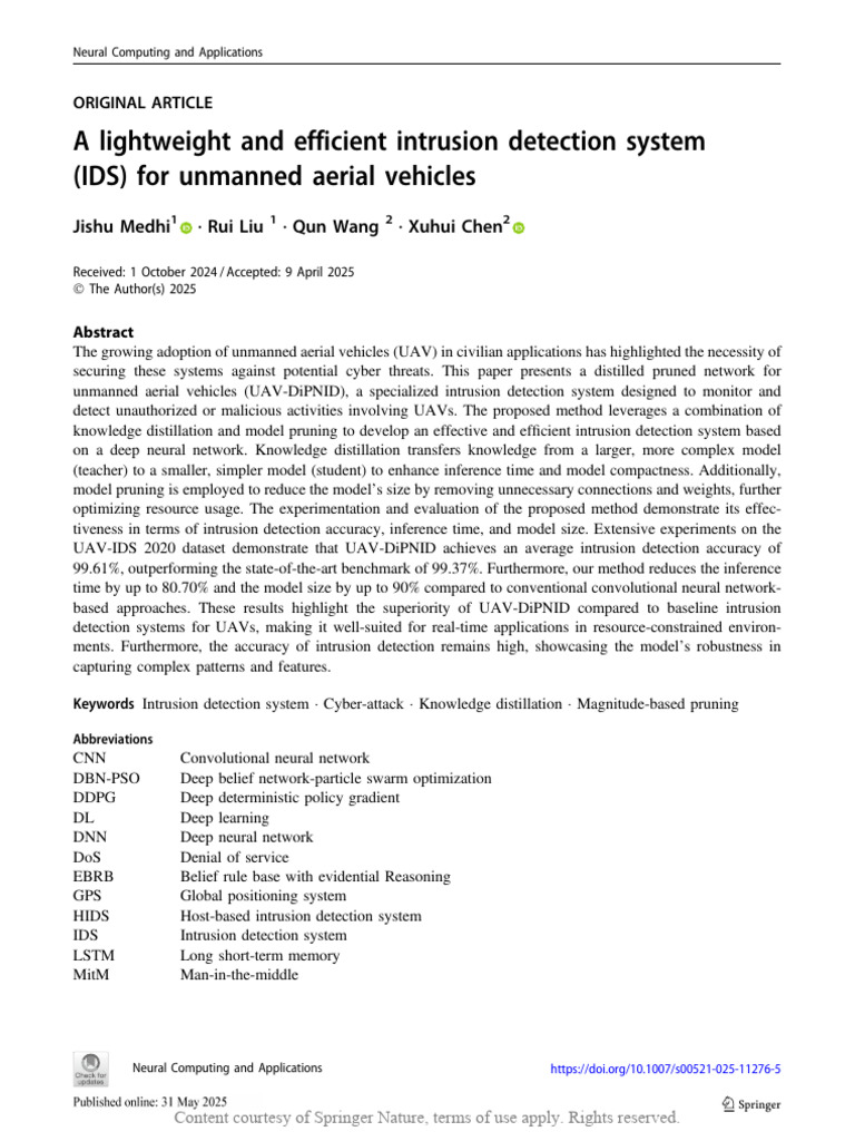 A Lightweight and Efficient Intrusion Detection Sy | PDF | Deep ...