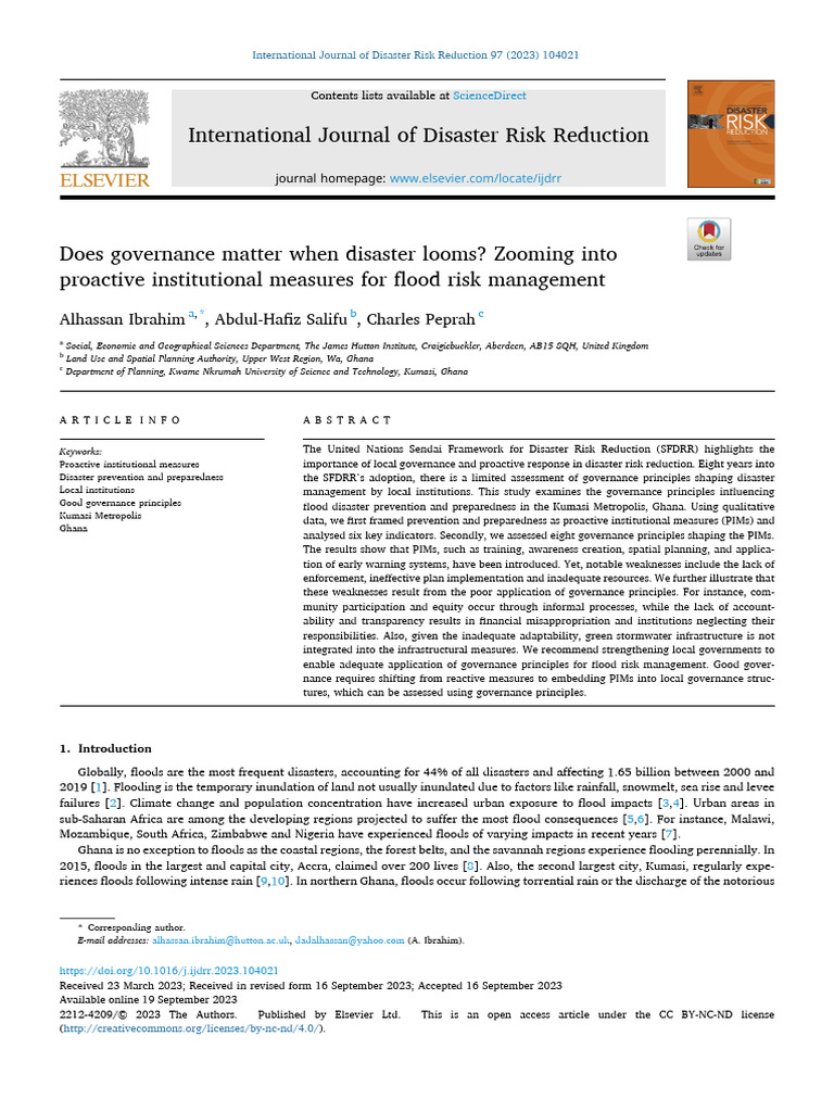 Governance in Flood Risk Management | PDF | Emergency Management ...