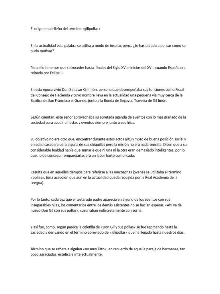 El Origen Madrileño Del Término | PDF