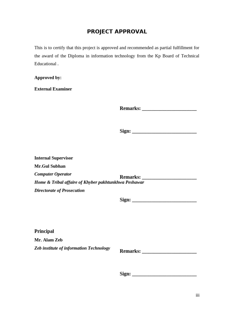 Project Approval for IT Diploma | PDF