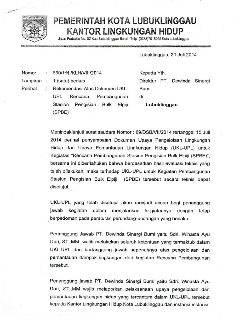 Rekomendasi UKL-UPL Pembangunan SPBE | PDF