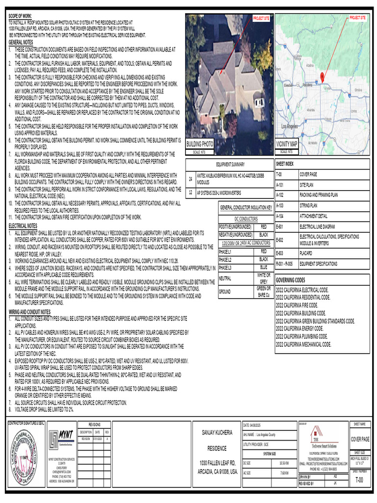 Solar PV Installation Plan for Residence | PDF | Wire | Electrical ...