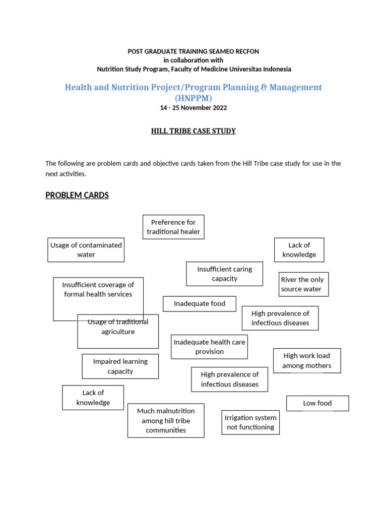 Hill Tribe Case Study - Cards For Problem Dan Objective Tree | PDF ...