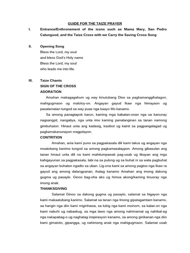 Guide For The Taize Prayer | PDF