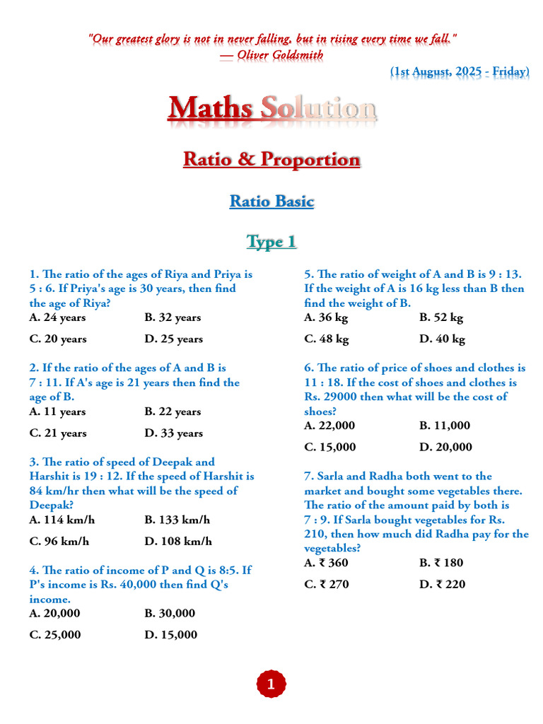Ratio and Proportion Problems | PDF | Chess Theory | Chess