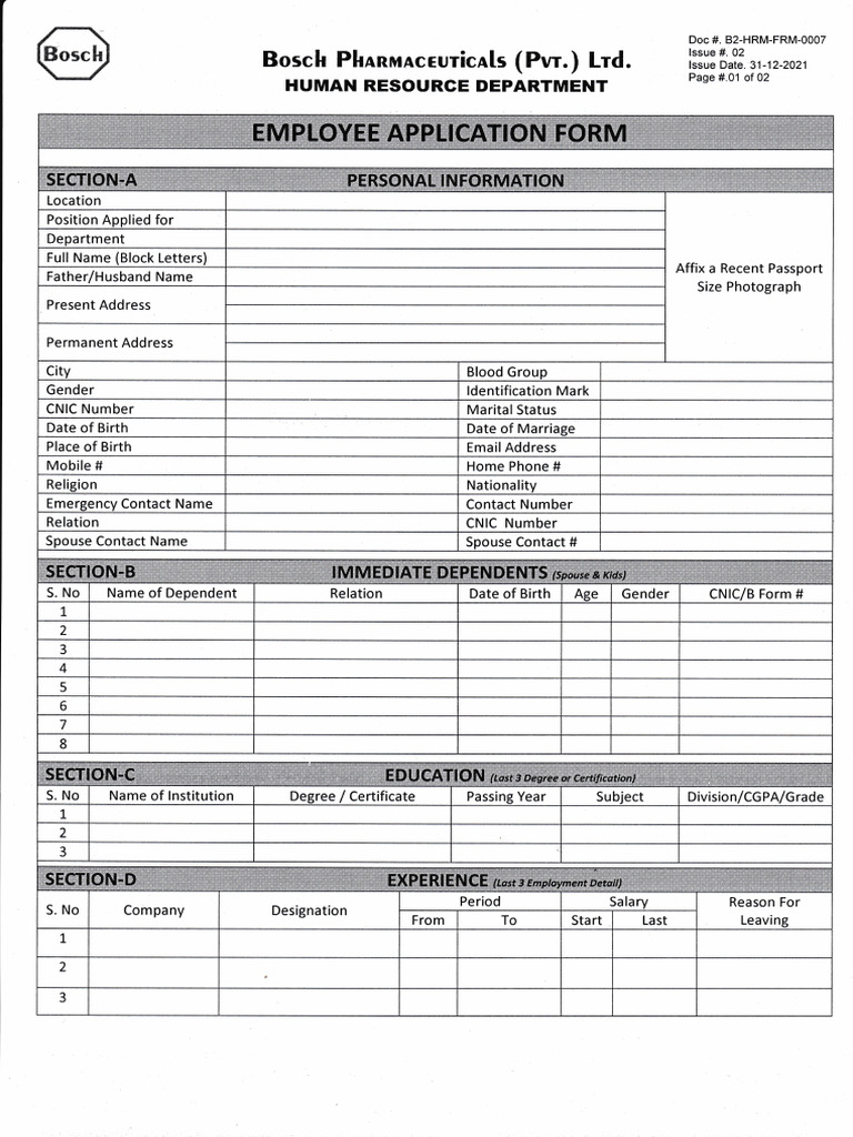 Printable Employment Form PDF | PDF