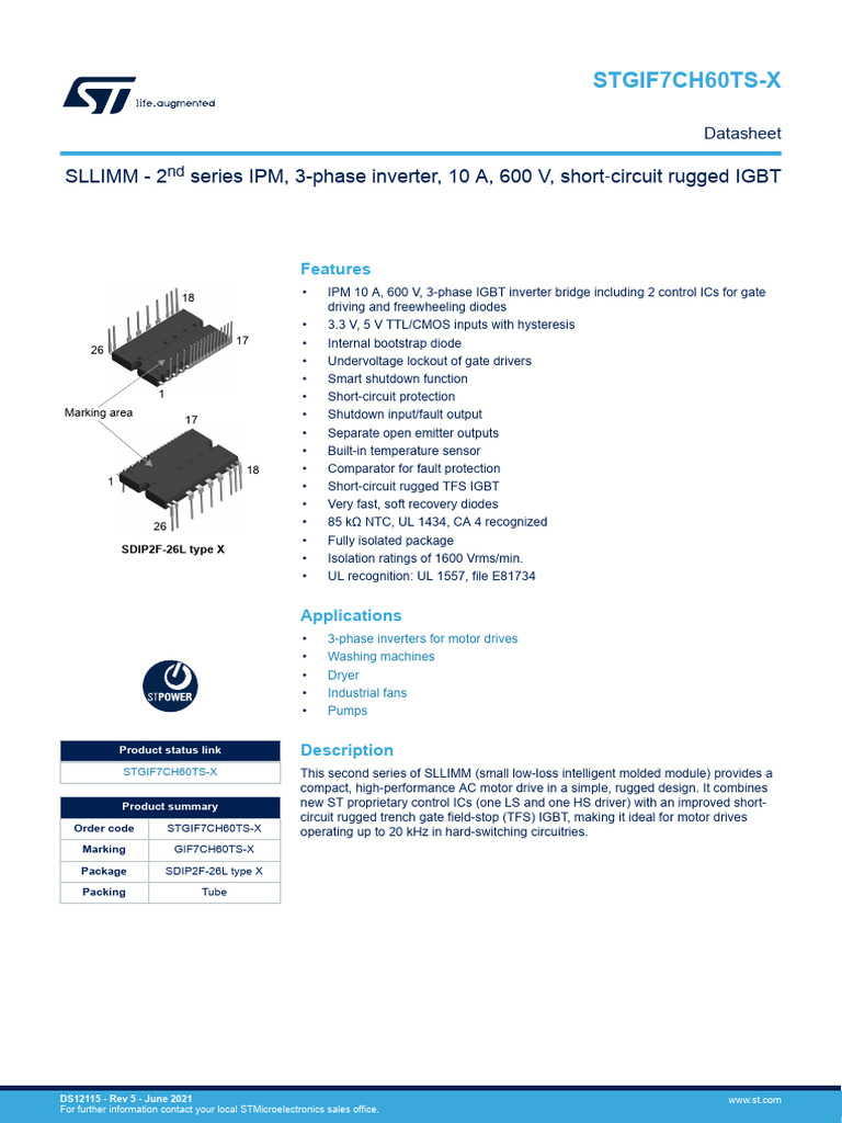 10A, 600V IGBT Inverter Module Datasheet | PDF | Electronics ...