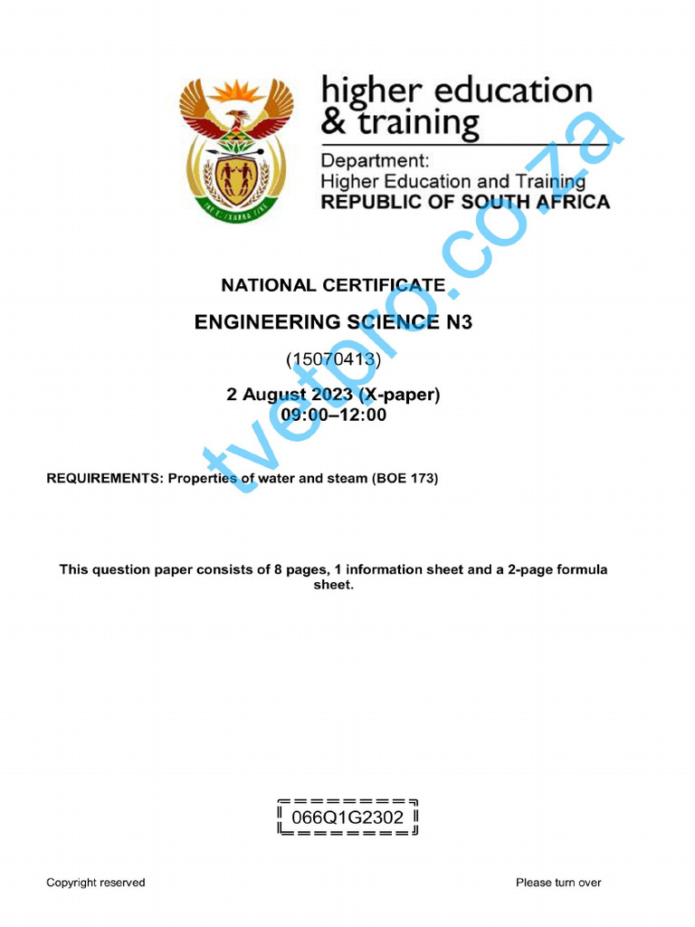 2023 t640 Engineering Science n3 QP Aug Sign Off | PDF