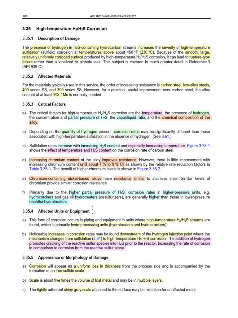 High-Temperature H2 - H2S Corrosion | PDF | Corrosion | Stainless Steel