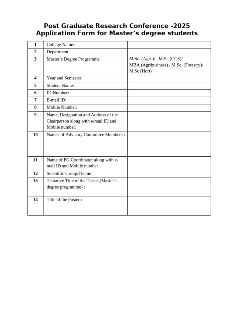 PG Research Conference Application 2025 | PDF