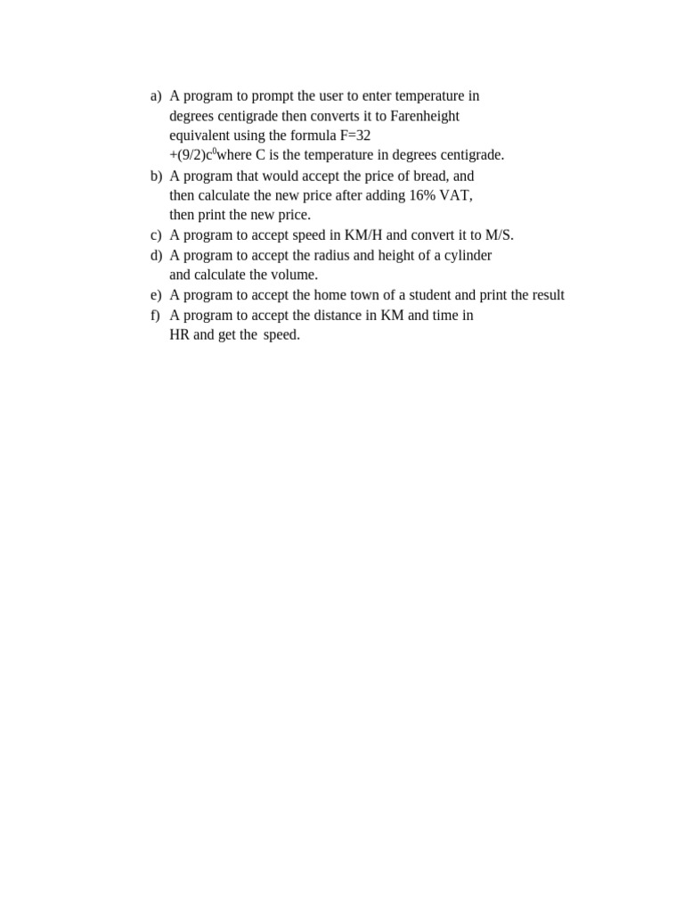 Programming Tasks for Basic Calculations | PDF