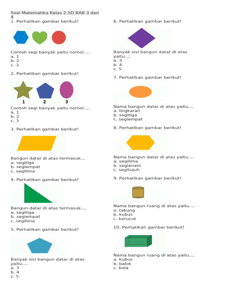 Soal Matematika Kelas 2 SD Bab 3 | PDF