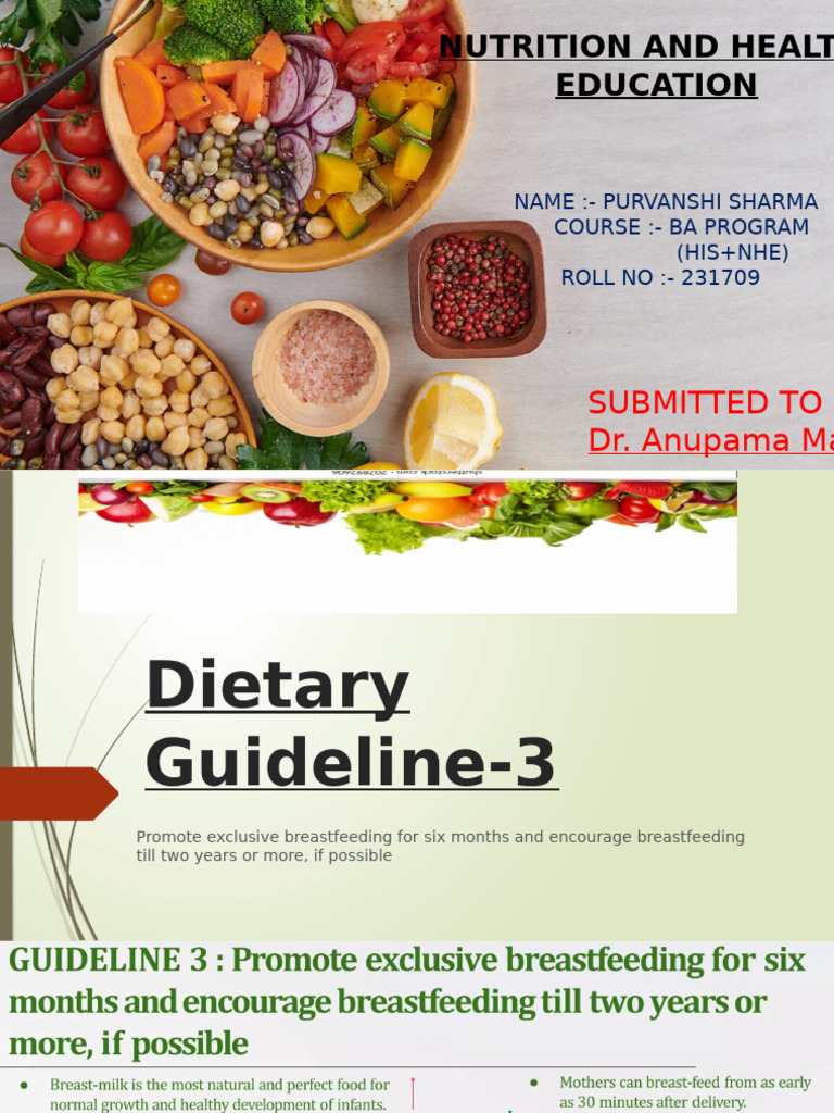 Dietary Guideline 3 | PDF | Breast Milk | Breastfeeding