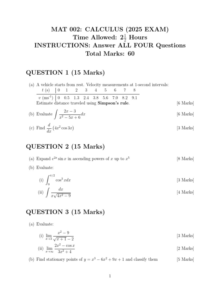 Calculus Ques | PDF | Mathematical Analysis | Calculus
