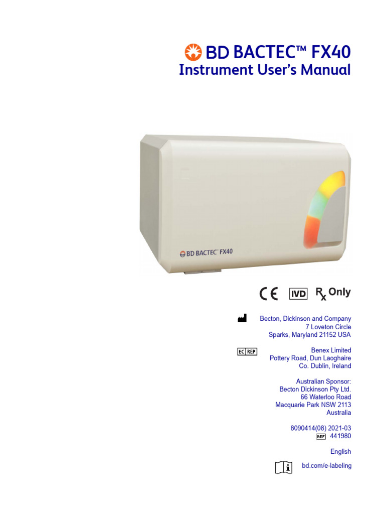 BACTEC FX40 User Manual | PDF | Light Emitting Diode | Tablet Computer