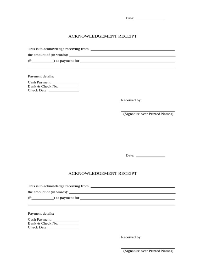 Acknowledgment Receipt New Sample | PDF